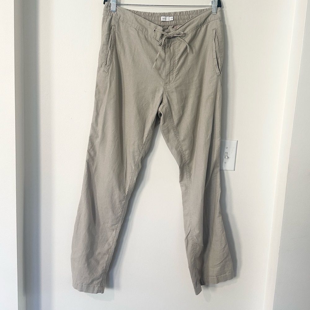 Onia Tan Linen Blend Women’s Straight Leg Pants L